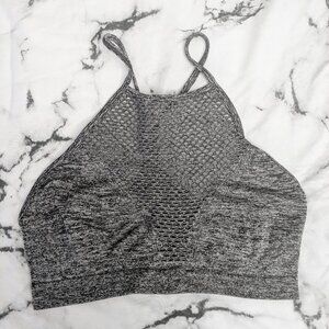 Victoria's Secret Sport Heather Grey Mesh Netted Halter Top, Yoga, Sports Bra